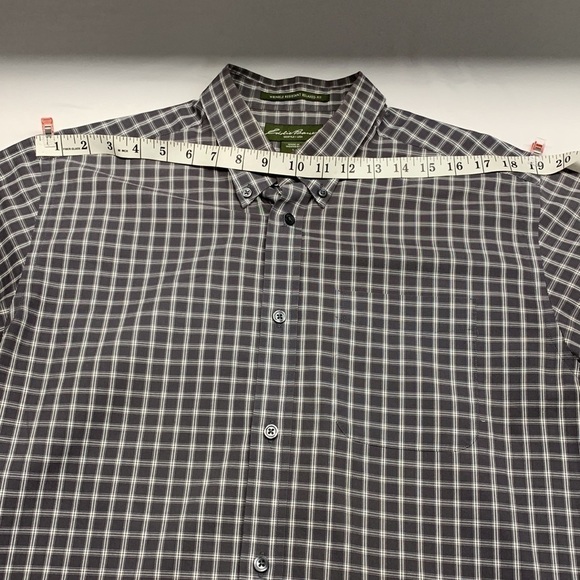 Eddie Bauer Wrinkle Resistant Long Sleeve Button Shirt Grey/White Plaid Large - Picture 8 of 11